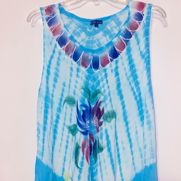 Beach/House Blue Floral Tie Dye Dress NWOT FREE SIZE - Picture 2 of 4